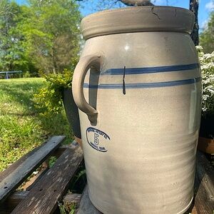 Cream and Blue Decor Vessel